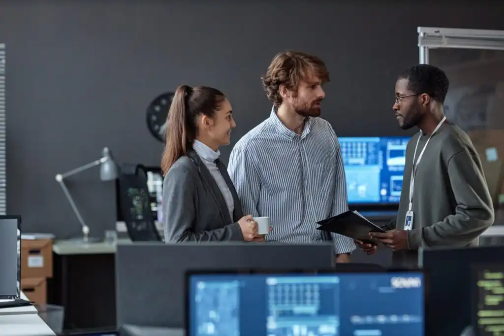 Association staff collaborating in an office